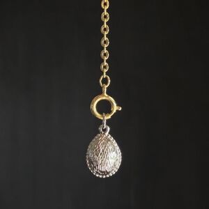 Joan Rivers Designer Silver Faberge Egg Charm Pendant Gold-tone Extender Chain